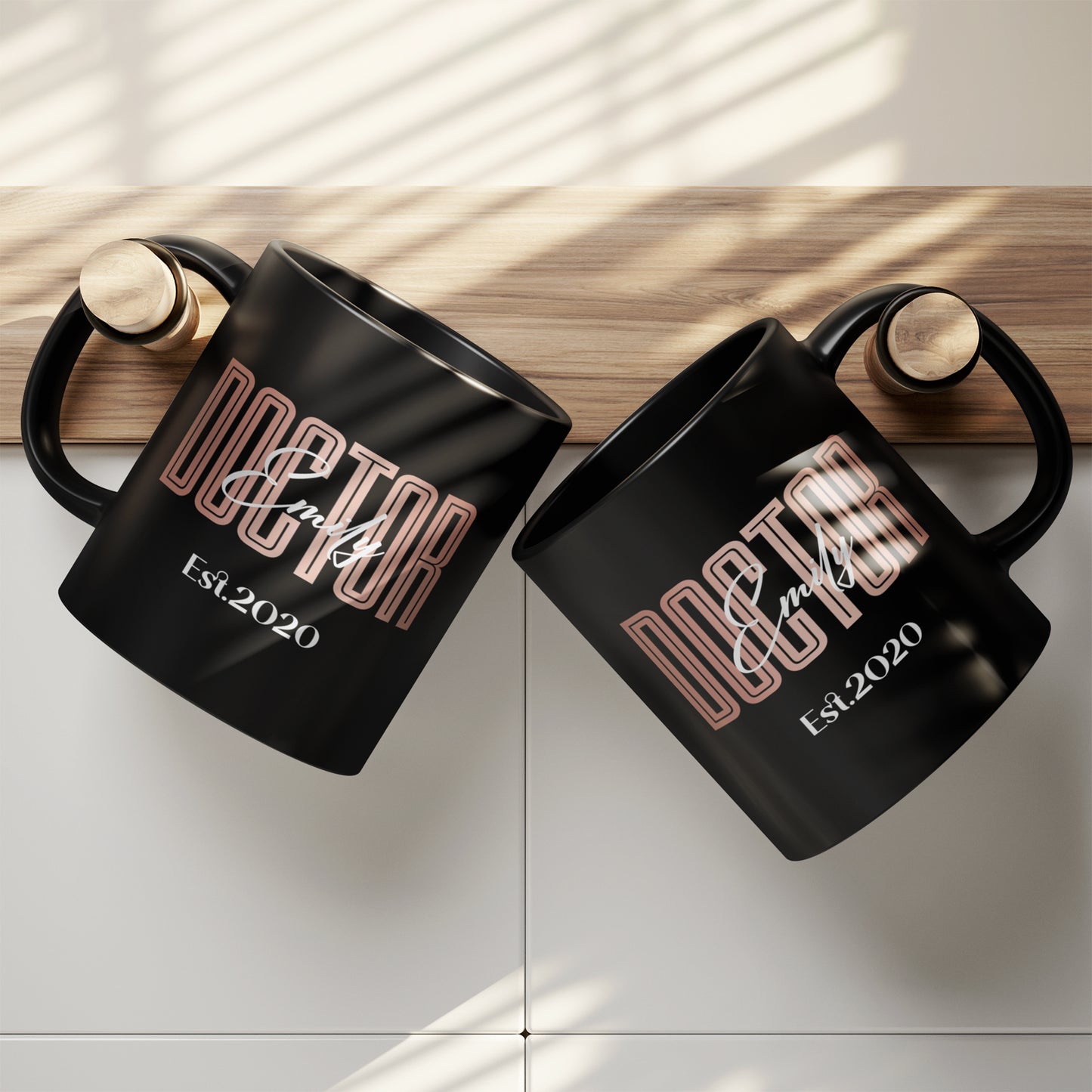 Personalized Black Ceramic Mug for Doctors