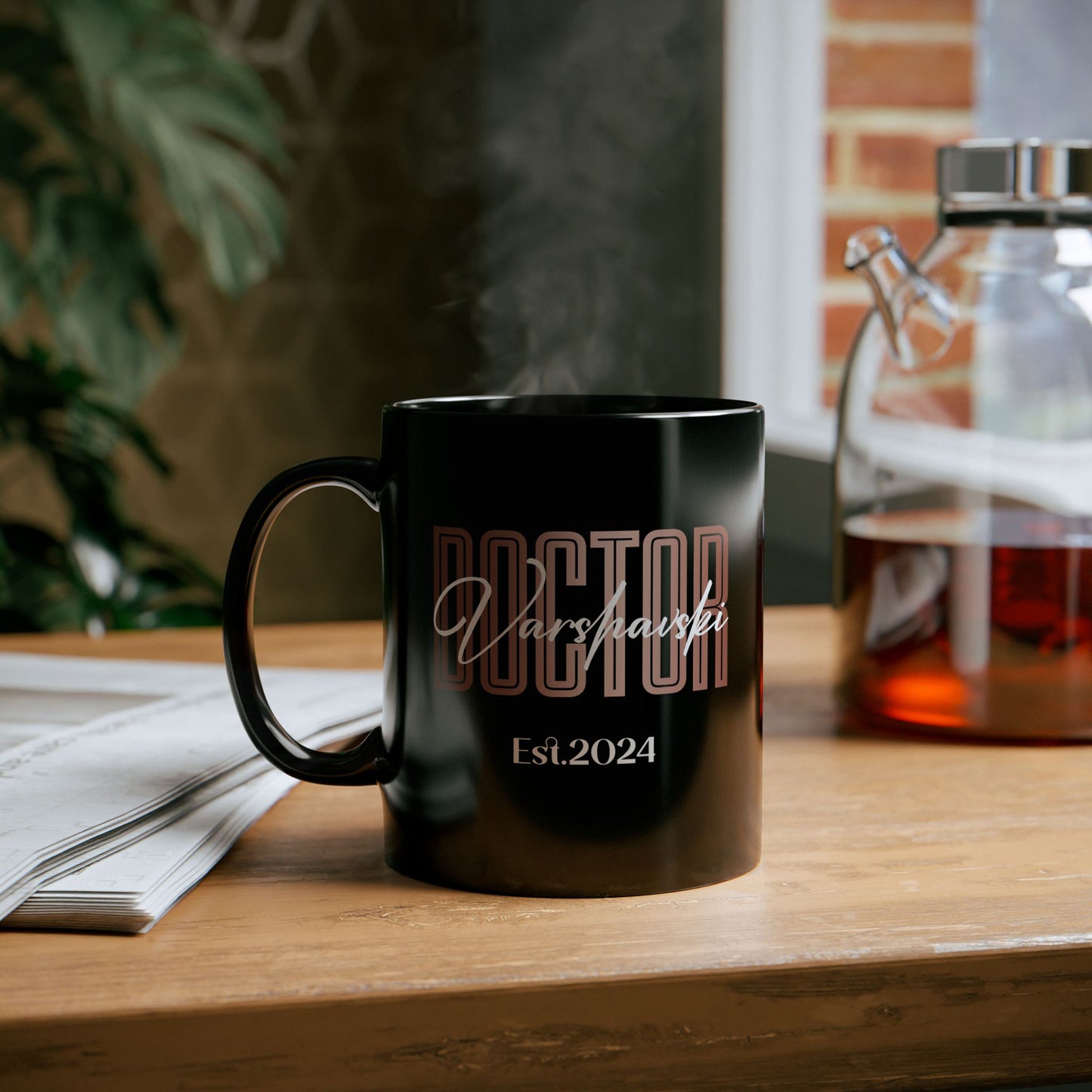 Personalized Black Ceramic Mug for Doctors